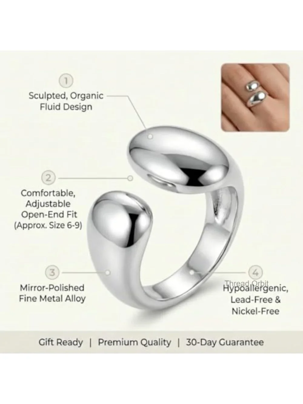 16 Pcs Chunky Stackable Open Rings Set, Silver Plated Dome Knuckle Rings Dainty